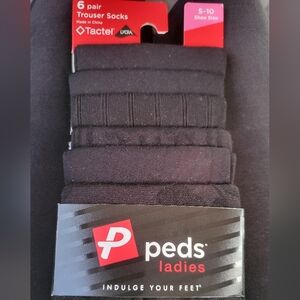 OBO NEW 6 Pair Peds Ladies Black Trouser Socks